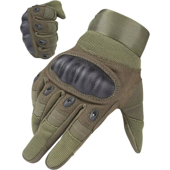 Touch Screen Tactical Gloves Green Full Finger Outdoor Riding Hiking Work Gloves - Picture 4 of 7